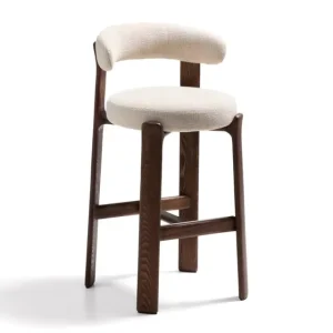 Modern Ash Wood Bar Stool Solid Wood Frame Living Room Bar Chair