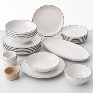 Modern BPA Free Unbreakable Melamine Dinnerware Set with Plant Pattern Restaurant Quality Utensils Kit for Kitchen Use