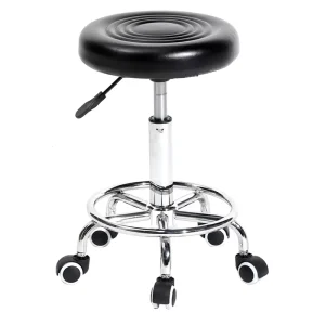 Modern Backless Height Adjustable Round Leather Seat Bar Stool Salon Chair