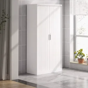 Modern Balcony Living Room Storage Wardrobe 900mm Wide 1850mm Tall High-Grade SPCC Steel 0.7mm Thick Tambour Door Roller Shutter
