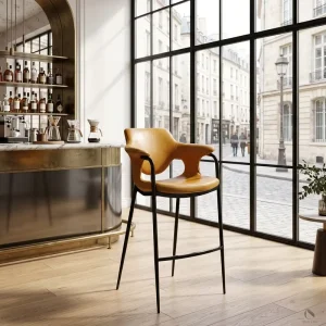 Modern Bamboo Nordic Style Bar Stool for Hotel Restaurant Commercial Kitchen Island & Front Desk Use
