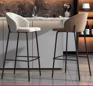 Modern Bar Chair White Black Leather Bar Stools with Armrest Steel Golden Frame Gold for Kitchen Counter