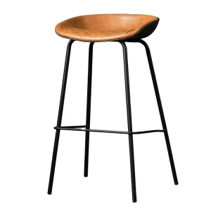 Modern Bar Chairs Stools Hotel Restaurant Saddle Leather with Metal Legs Single Chaise