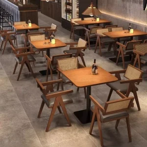 Modern Bar Qingba Bistro Table Chair Combination Solid Wood Dining Table Rectangle 2 4 People Restaurant