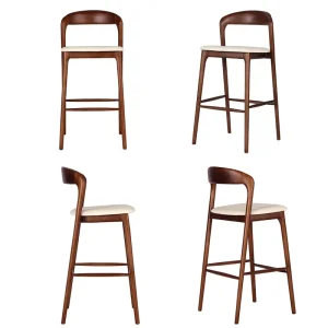 Modern Bar Stool High Back Ash Wood Chair Hotel and Restaurant Wood Barstool Furniture Bar Chair Bar Stool High Stool Chair