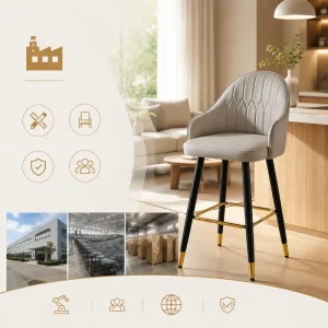 Modern Bar Stool PU Leather Upholstery 150KG Weight Capacity Ergonomic Backrest OEM ODM Custom Color
