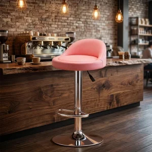 Modern Bar Stool Swivel Height Adjustable PU Leather Bar Chair Stainless Steel Frame for Commercial Bar Chairs