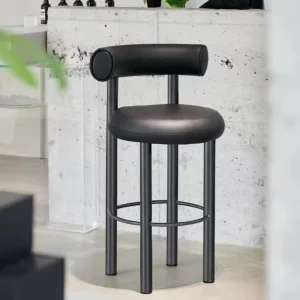 Modern Bar Stool for Kitchen Luxury Metal Frame Dining Room Cellar Bar Chairs and Lounge Leather Cushion Bar Chair