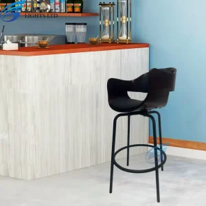 Modern Bar Stools Bar Chairs Restaurant Kitchen Dining Coffee Chairs Black Wood PU Leather with 360 Degree Swivel