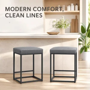Modern Bar Stools Footrest PU Leather Backless Design for Kitchen Indoor Outdoor Dining Home Bar Coffee With Soft Padding