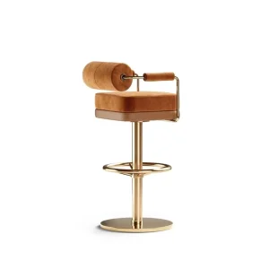 Modern Bar Stools Swivel Restaurant Chairs with Golden Velvet Seat Adjustable Height for Dining and Outdoor Use