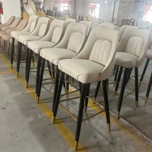 Modern Bar Stools and Restaurant Chairs Set Kitchen Chairs Black Pu Leather Hotel Living Room Free Delivery