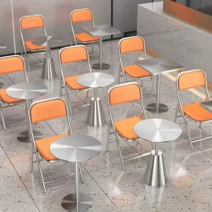 Modern Bar Table Set Brushed Stainless Steel for Kitchen Living Room Dining Room Parties Restaurants Hotels Home