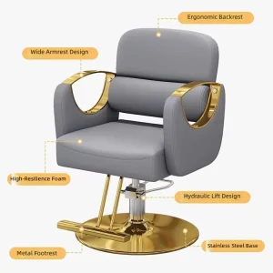 Modern Barber Chair Beauty Salon and Barbershop Black Metal Salon Styling Chair