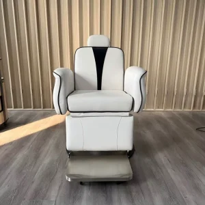 Modern Barber Chair Reclining Hydraulic Lift and Adjustable Footrest Ergonomic and Stylish Salon Furniture