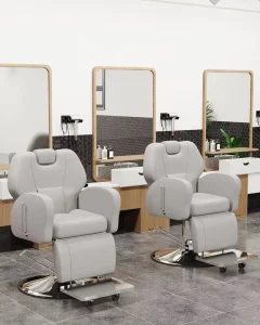 Modern Barber Chair Reclining Hydraulic Lift and Adjustable Footrest Ergonomic and Stylish Salon Furniture