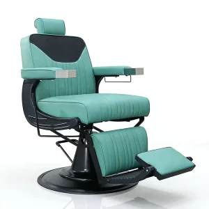Modern Barber Salon Equipment Black Round Base Adjustable Reclining Hairdressing Chair Heavy Duty Shaving Massage Barber Chair
