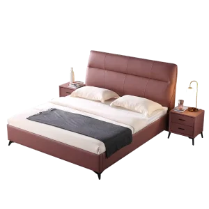 Modern Bed Room Furniture Home Bedroom Set Wooden Hotel Queen Double Leather Beds