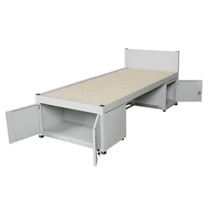 Modern Bedroom Furniture Sleep Metal Beds with Storage Cabinet