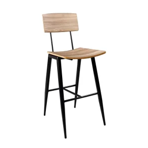 Modern Bent Plywood Bar Stool with Black Metal Legs Nordic Style Counter Height Chair for Restaurant Cafe Furniture