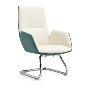 Modern Bicolor PU Leather Executive Waiting Chairs Office Ergonomic High Density Foam Seat Sturdy Chrome Plated Metal Base
