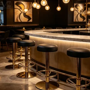 Modern Bistro Pub Counter Height Restaurant Cocktail Bar Night Club Black Leather Stool High Chair Barstool for Bar Table