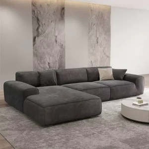 Modern Black Chenille Velvet Corduroy Fabric New Vacuum Compression Sofa Frameless Sponge for Apartment Hotel Living Room Sofas