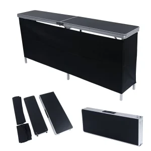 Modern Black Frame Aluminum Foldable Bar Table with Carry Case for Outdoor Park Use