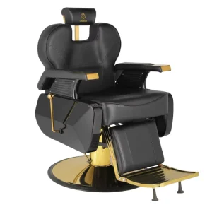 Modern Black Gold Leather Salon Chair Vintage Luxury Barber Chair 360 Rotating Salon Chair for Hair Stylist