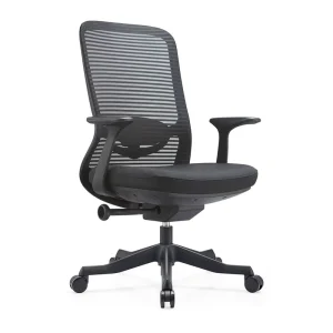 Modern Black High Adjustable Staff Office Work Chair with Fixed Armrests for Office Workstation
