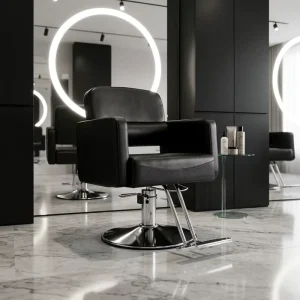 Modern Black Hydraulic Barber Chair with Footrest for Salon Styling