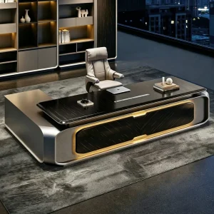 Modern Black L Shape Executive Office Desk Durable Eco-Friendly Luxury CEO Boss Table Large Manager Workstation Office Furniture