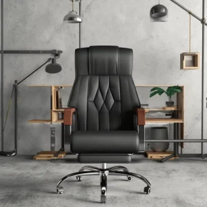 Modern Black Leather Office Chair With Reclining and Massage Functions, Meeting Room Boss Chair