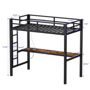Modern Black Metal Loft Bed Desk for Adults Students Dormitories Hotels Apartments Farmhouses Villas Bedroom School Manufactured