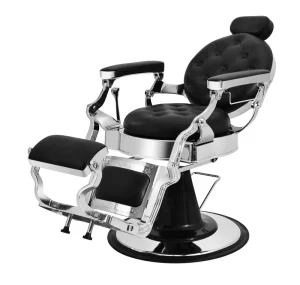 Modern Black PVC Round Bottom Beauty Salon Barber Chair with Heavy Duty Hydraulic Pump 360 Degree Swivel and Reclining