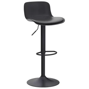 Modern Black Plastic Backrest Bar Stool Adjustable Height Swivel Bar Chair With Footrest for Kitchen Island Pub Cafe Bar Counter