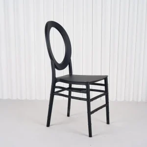 Modern Black Plastic Chair With O Back Design and Waterproof Finish for Stackable Restaurant and Banquet Hall Use