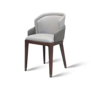 Modern Black Walnut Wood Dining Chair High Density Foam Fabric Upholstered Hotel Chair