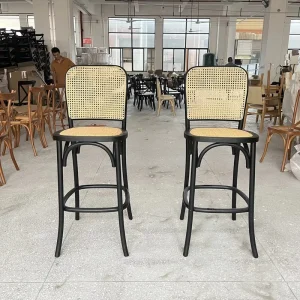 Modern Black Wooden High Chair Party Event Chairs Rattan Bar Chair