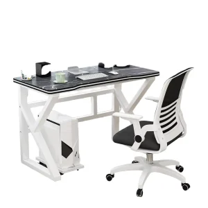 Modern Black and White Gaming Desk Custom Computer Table with Metal Material for Home Office