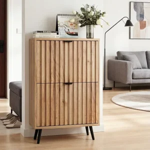 Modern Board Wood Bonding Adjustable Shoe Rack for Apartment School Gym Living Room Contemporary Design Durable Home Furniture