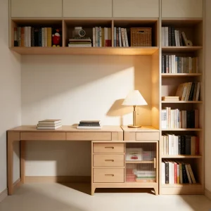 Modern Bookcase Light Solid Shelves Library Cabinet Bookcase with Glass Door for Home Wooden Custom Project Furniture