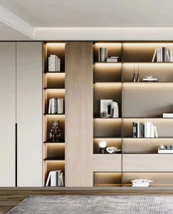 Modern Bookshelf Cabinet Bookcases Furniture Design Home Office Room Corner MDF Wooden Book Shelf Bookcase with Computer Desk
