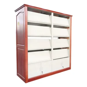 Modern Bookshelves Magazine Bookshelf Periodical Library Bookcase for Storage Wood and Metal Bookshelf