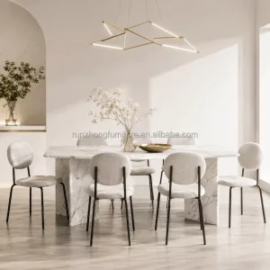 Modern Boucle Dining Chair Sturdy Metal Legs Upholstered Side Chair Commercial Furniture for Restaurant Banquet Hall