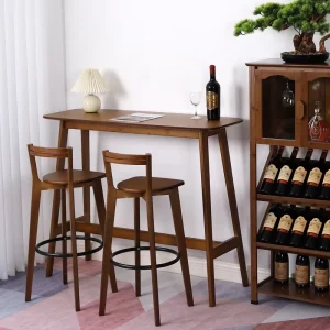 Modern Breakfast Nook Home Bar Timber Furniture Narrow Wall Wooden High Bar Table