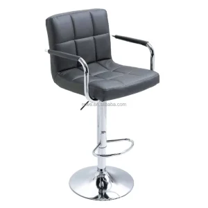 Modern Brown Leather Bar Stools Home Bar & Kitchen Adjustable Counter Height Strong Metal Frame Commercial Use Bar Furniture