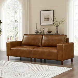 Modern Brown PU Leather 2 Seater Modular Sectional Sofa Mid for Design for Hotel and Small Apartment Use