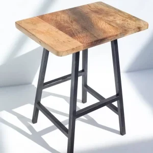 Modern Brown Steel Bar Table and 2-Story High Commercial Bar Stool with Storage Counter Height for Home Bar Dining