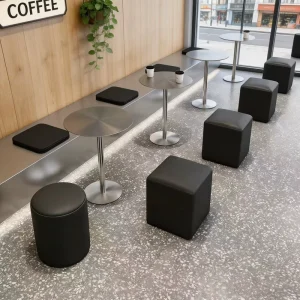 Modern Brushed Stainless Steel Round Pedestal Bar Table Durable Restaurant Furniture for Coffee Shop Hotel Lobby